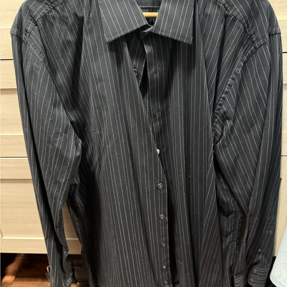 GAP Black Striped Men's Dress Shirt